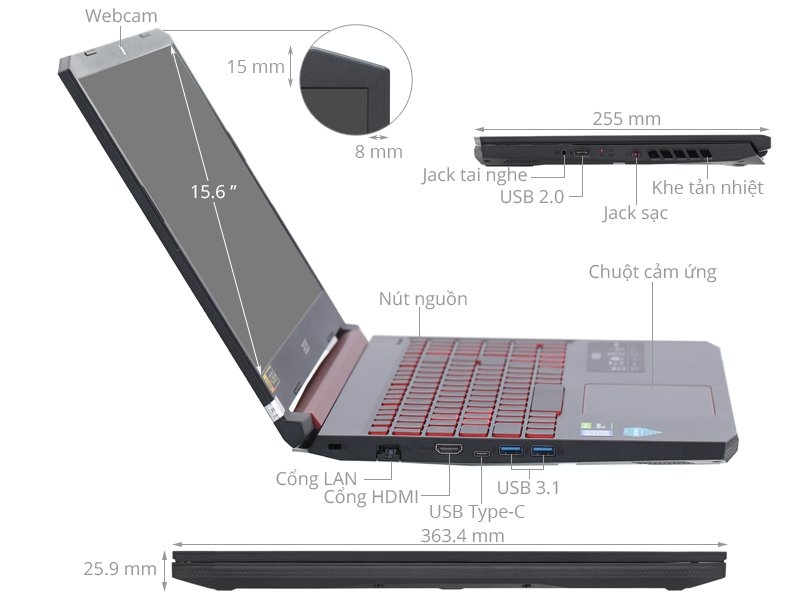 Acer Nitro AN515 54 71HS i7 9750H/8GB/256GB/4GB GTX1650/Win10 (NH.Q59SV.018)