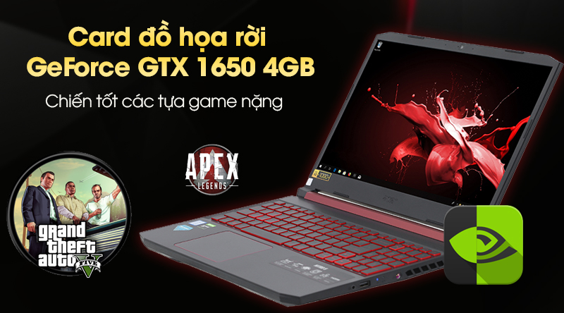 Laptop Acer Nitro AN515 54 71HS i7 9750H/8GB/256GB/4GB GTX1650/Win10 (NH.Q59SV.018)