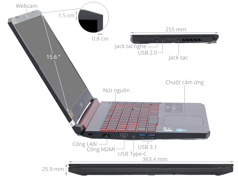 Acer Nitro AN515 54 52EZ i5 9300H/8GB/256GB/4GB GTX1650/Win10 (NH.Q59SV.019)