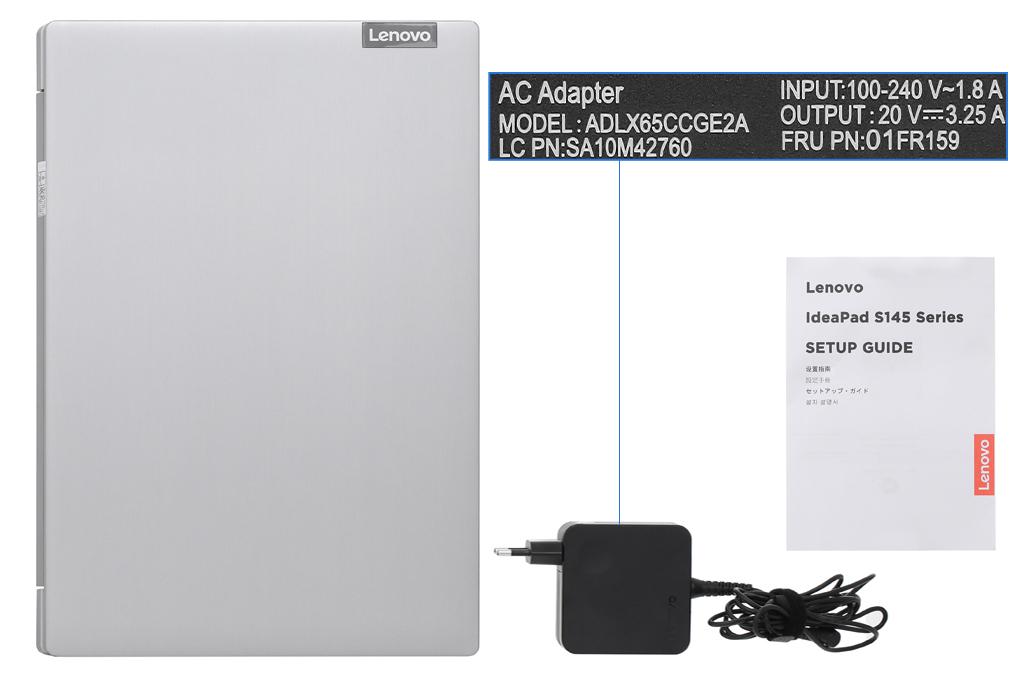 Bộ sản phẩm gồm: Sách hướng dẫn, Thùng máy, Sạc Laptop Lenovo