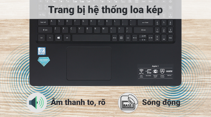 Loa kép trên laptop Acer Aspire A315 i3 (NX.HEFSV.003)