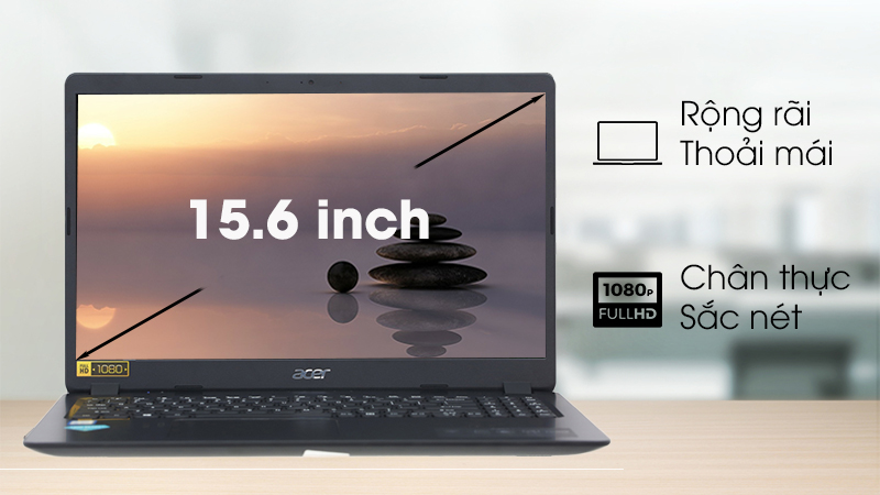 Màn hình Full HD trên laptop Acer Aspire A315 i3 (NX.HEFSV.003)