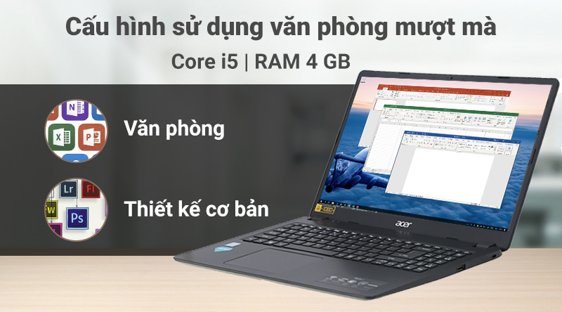 Cấu hình sử dụng mượt mà văn phòng laptop Acer Aspire 3 A315 54 57PJ