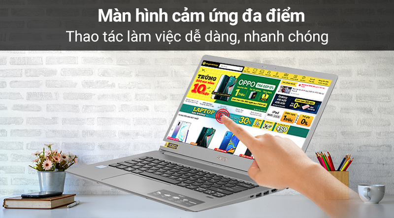 Laptop Acer Swit 5 SF514 53T 740R thao tác chạm, phóng to, thu nhỏ dễ dàng
