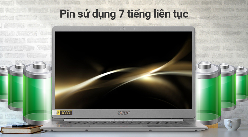 Laptop Acer Swit 5 SF514 53T 740R có khả năng làm việc liên tục trong vòng 7 giờ