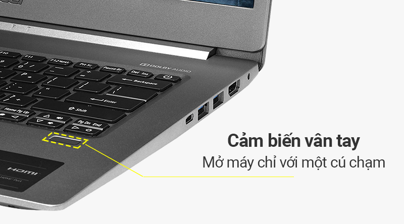 Laptop Acer Swit 5 SF514 53T thao tác mở khoá trong vòng 1 nốt nhạc