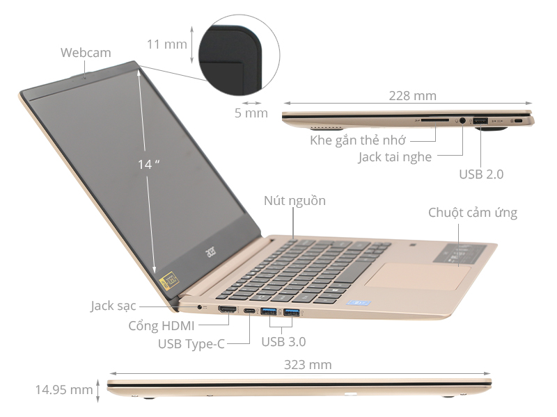 Acer Swift SF114 32 P8TS N5000/4GB/64GB/Win10 (NX.GXQSV.001)