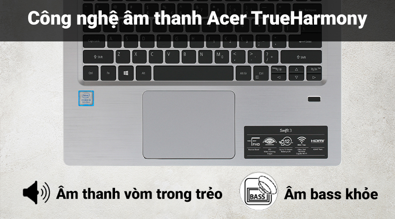 Laptop Acer Swift 3 SF314 56 50AZ  i5 8265U/8GB/256GB/Win10(NX.H4CSV.008)