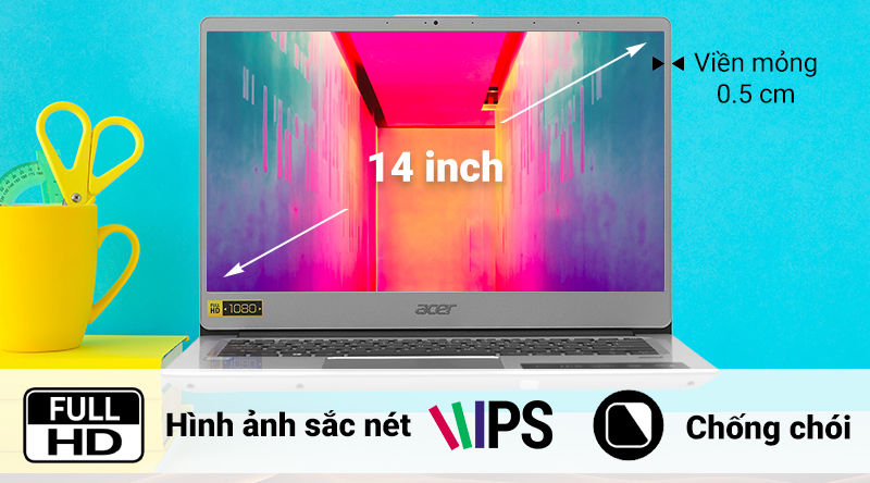 Laptop Acer Swift 3 SF314 56 50AZ  i5 8265U/8GB/256GB/Win10(NX.H4CSV.008)
