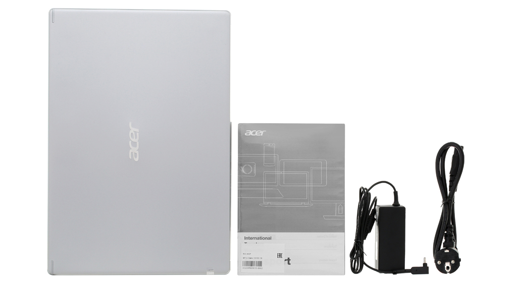 Bộ sản phẩm gồm: Dây nguồn, Sách hướng dẫn, Thùng máy, Sạc Laptop Acer