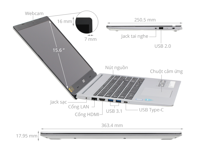 Acer Aspire A515 54 59KT i5 8265U/4GB/1TB/Win10 (NX.HFNSV.009)