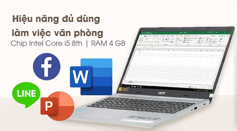 Laptop Acer Aspire A515 54 59KT i5 8265U/4GB/1TB/Win10 (NX.HFNSV.009)