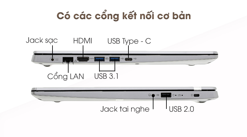 Laptop Acer Aspire A515 54 59KT có cổng USB Type-C truyền dữ liệu nhanh chóng Laptop Acer Aspire A515 54 59KT có cổng USB Type-C truyền dữ liệu nhanh chóng