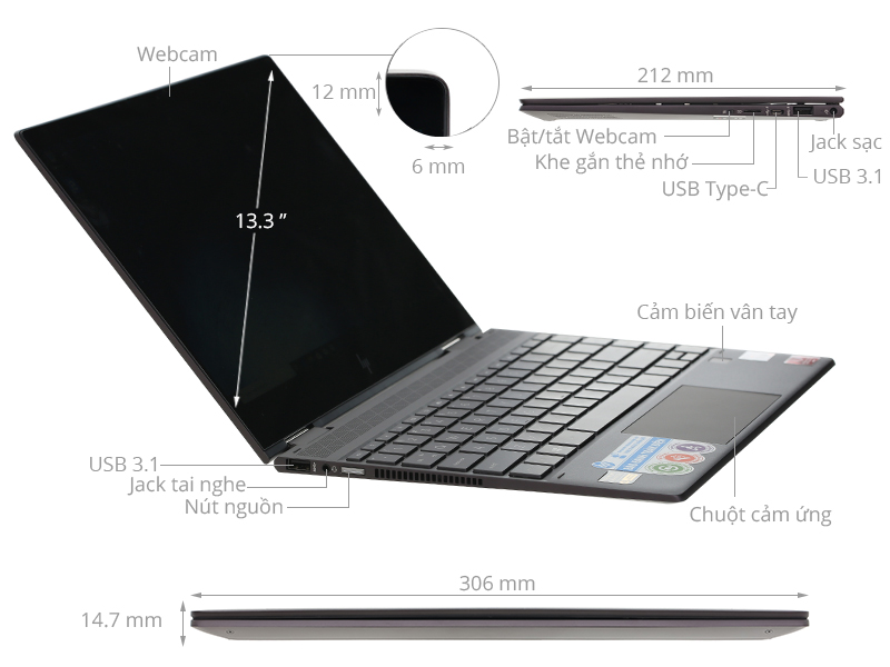 HP Envy x360 ar0072AU R7 3700U/8GB/256GB/Touch/Win10 (6ZF34PA)
