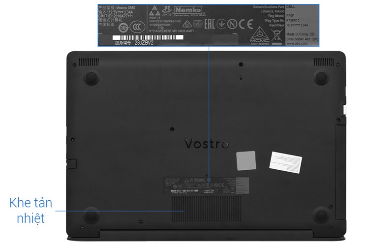 Laptop Dell Vostro 3580 i5 8265U/4GB/1TB/2GB AMD520/Win10 (P75F010V80I) Màu Đen
