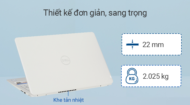 Laptop Dell Inspiron 5584 i5 (CXGR01) được thiết kế đơn giản, cứng cáp