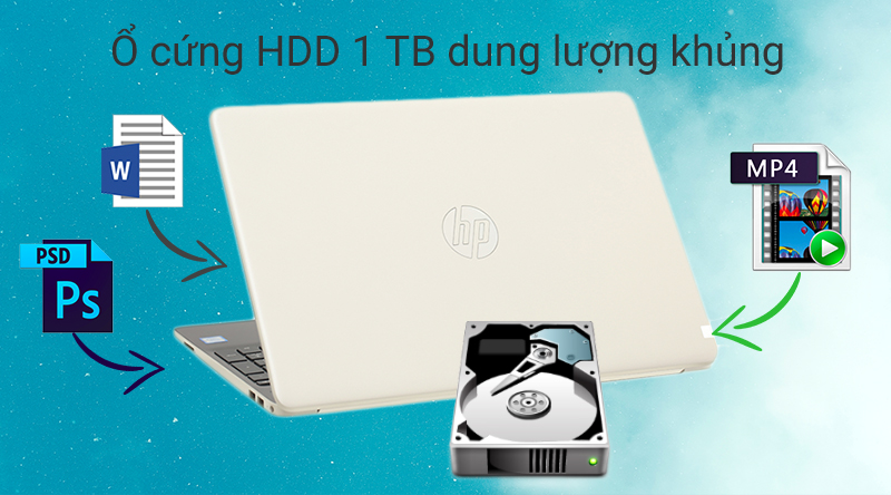 Laptop HP 15s du0056tu giúp bạn lưu trữ thoải mái mọi thứ mà không cần usb.