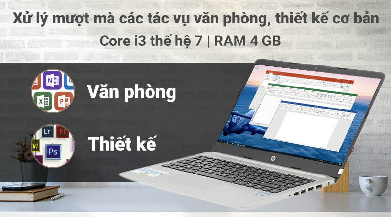 Laptop HP 348 G5 xử lý mượt mà các tác vụ văn phòng, thiết kế cơ bản