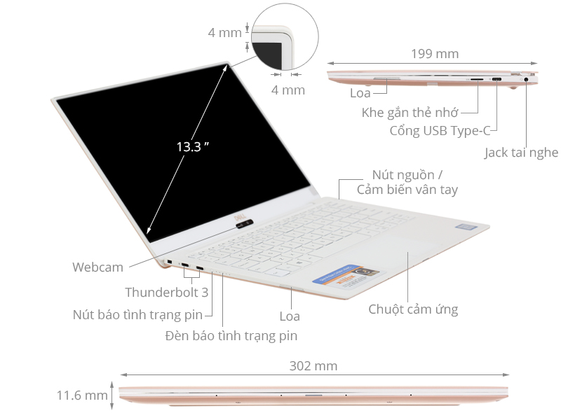 Dell XPS 13 9370 i7 8550U/8GB/256GB/Office365/Win10 (415PX3)