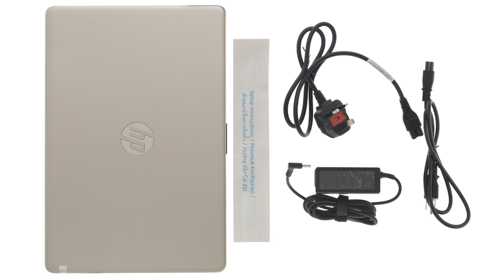 Bộ sản phẩm gồm: Dây nguồn, Sách hướng dẫn, Thùng máy, Sạc Laptop HP