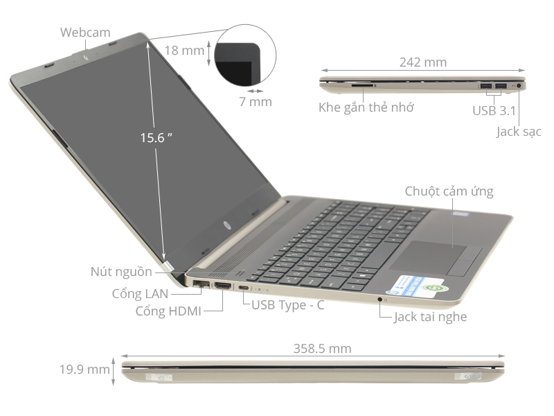 HP 15s du0070TX i5 8265U/8GB/1TB/2GB MX130/Win10 (8AG62PA)