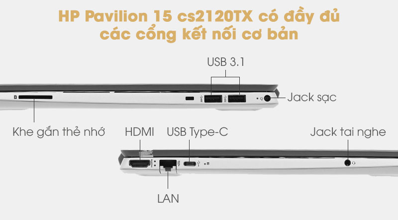 Laptop HP Pavilion 15 cs2120TX i5 8265U/8GB/1TB/2GB MX130/Win10 (8AG58PA)