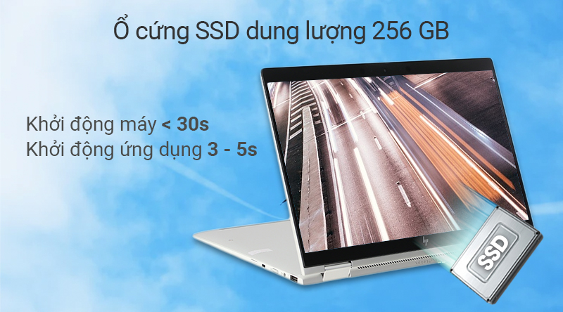 Laptop cao cấp HP EliteBook  trang bị ổ cứng SSD 256 GB