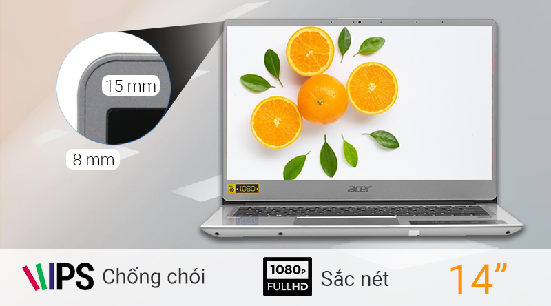 Laptop Acer Swift 3 SF314  có màn hình rộng 14 inch độ phân giải Full HD