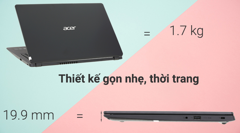 Laptop Acer Aspire A315 34 C2H9 có thiết kế gọn nhẹ.