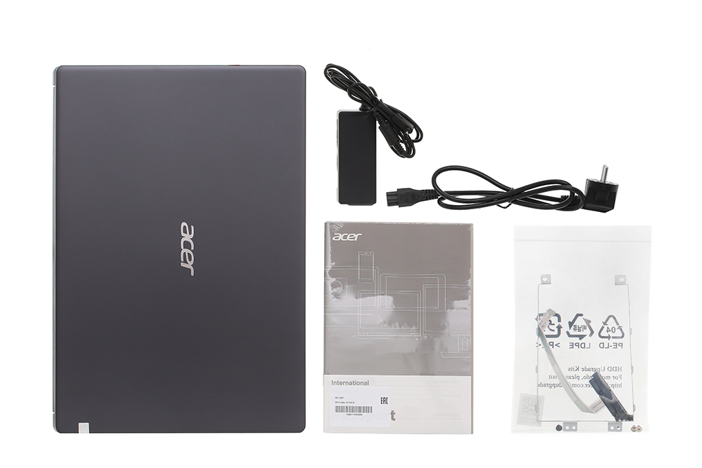Bộ sản phẩm gồm: Sách hướng dẫn, Thùng máy, Sạc Laptop Acer