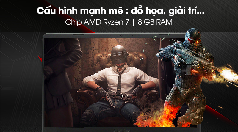 Laptop Asus Gaming TUF FX505D R7 3750H/8GB/512GB/4GB GTX1650/Win10 (AL003T)