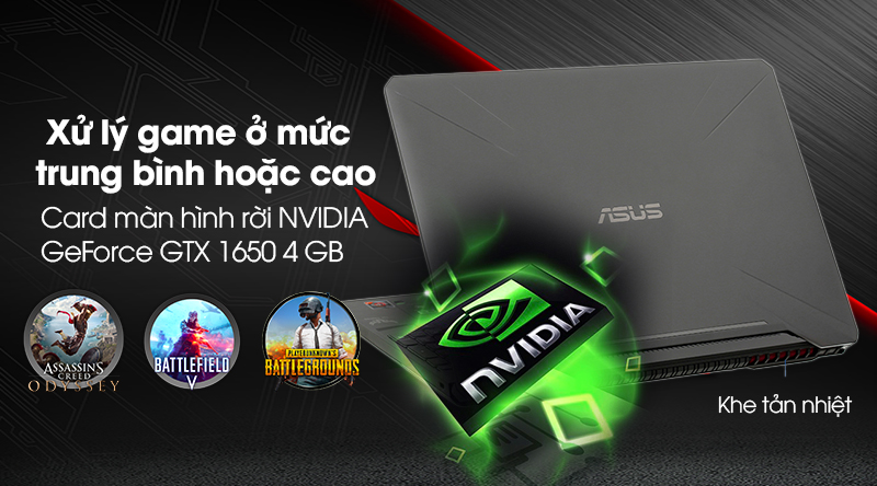 Laptop Asus Gaming TUF FX505D R7 3750H/8GB/512GB/4GB GTX1650/Win10 (AL003T)