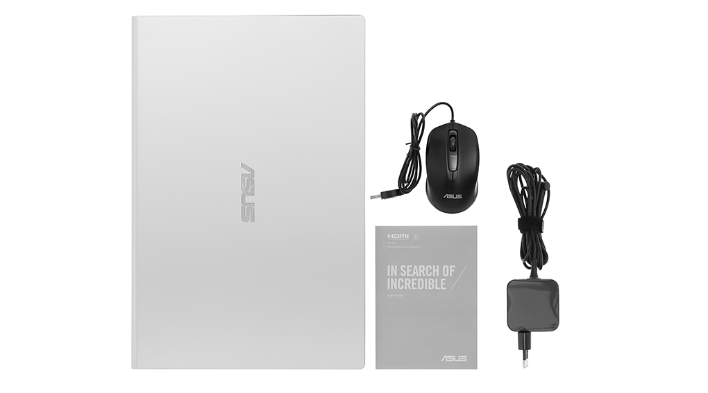 Bộ sản phẩm gồm: Sách hướng dẫn, Chuột, Thùng máy, Sạc Laptop Asus