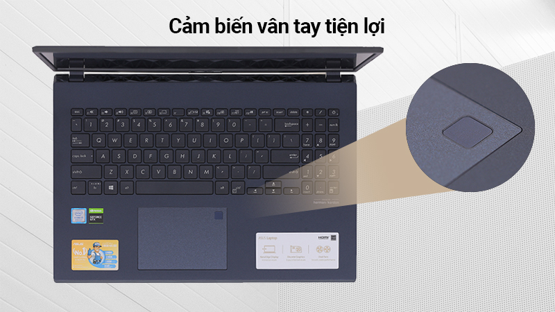 Laptop Asus F571GD bảo mật vân tay tiện lợi