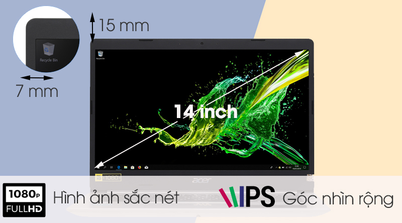Laptop Acer Aspire A512 có màn hình 14 inch 