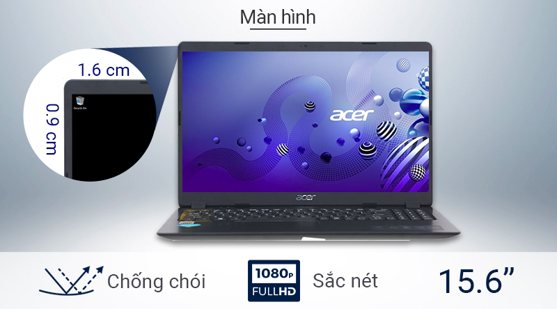Laptop Acer Aspire A315 có màn hình rộng 15.6 inch