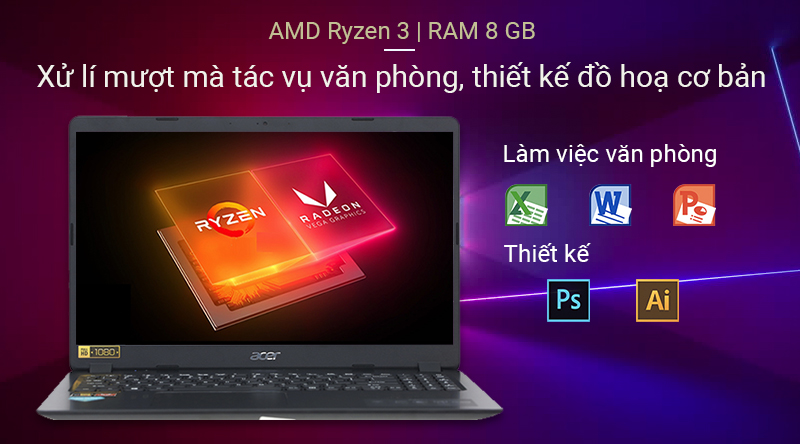 Laptop Acer Aspire A315 42 R8PX R3 3200U/8GB/256GB/Win10 (NX.HF9SV.00A)