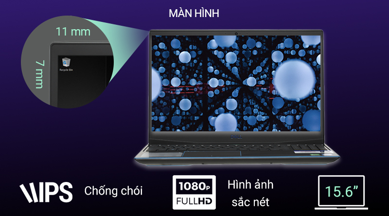 Dell G3 đem đến màn hình có kích thước 15.6 inch