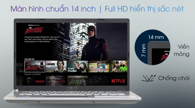 Laptop có màn hình 14 inch đạt chuẩn Full HD 