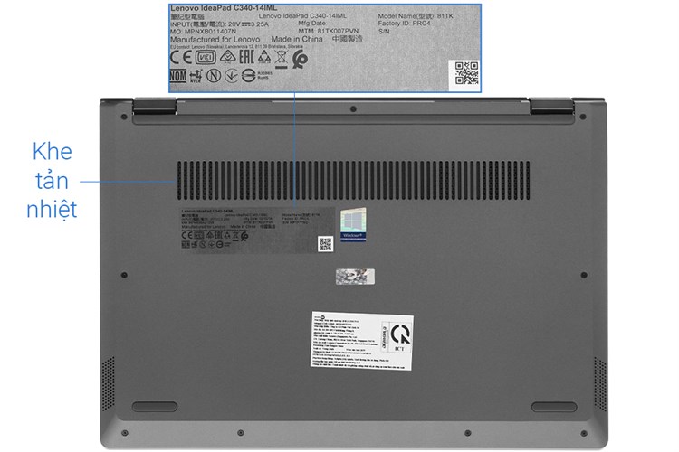 Laptop Lenovo IdeaPad C340 14IML i3 10110U/8GB/512GB/Touch/Win10 (81TK007PVN) Màu Đen