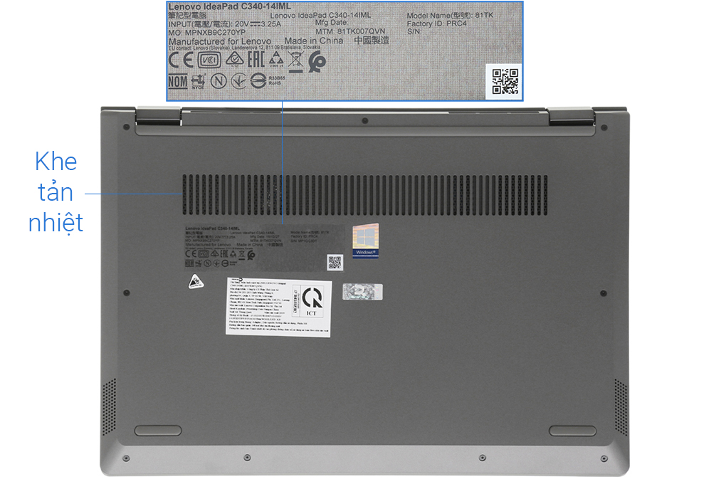 Laptop Lenovo IdeaPad C340 14IML i5 10210U/8GB/512GB/Touch/Win10 (81TK007QVN) Màu Đen