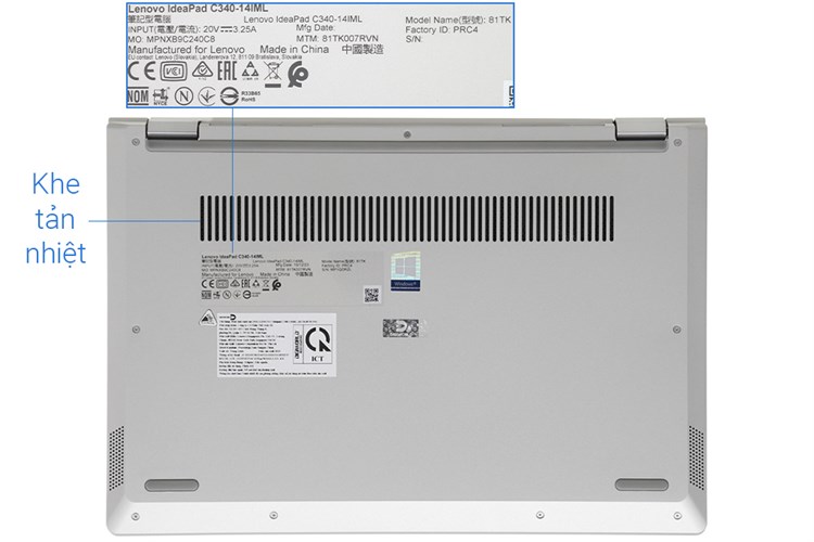 Laptop Lenovo IdeaPad C340 14IML i5 10210U/8GB/512GB/2GB MX230/Touch/Win10 (81TK007RVN) Màu Bạc