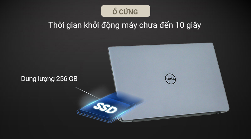 Sản phẩm được cài đặt ổ cứng SSD 256 GB giúp cho quá trình khởi động máy và mở ứng dụng chưa đến 20 giây.