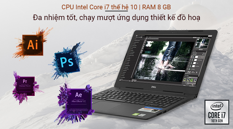 Laptop Dell Inspiron 3593 có bộ vi xử lý Chip Intel Core i7 Ice Lake thế hệ 10