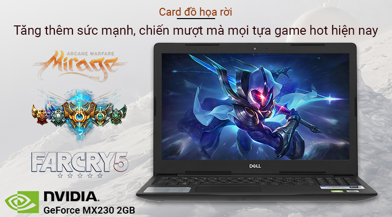 Laptop Dell Inspiron 3593 được trang bị Card đồ họa rời NVIDIA GeForce MX 230 2 GB