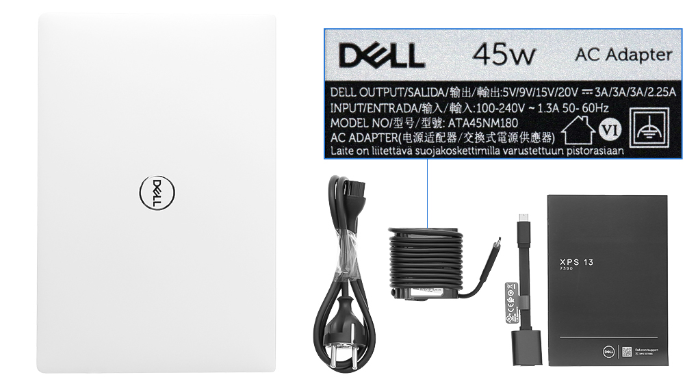Bộ sản phẩm gồm: Sách hướng dẫn, Thùng máy, Cáp, Sạc Laptop Dell