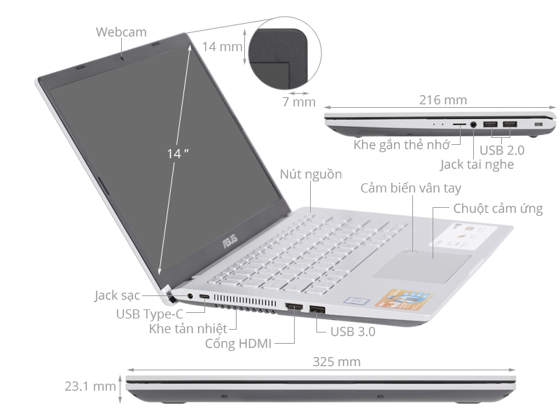 Asus VivoBook X409U i3 7020U/4GB/256GB/Win10 (EK205T)