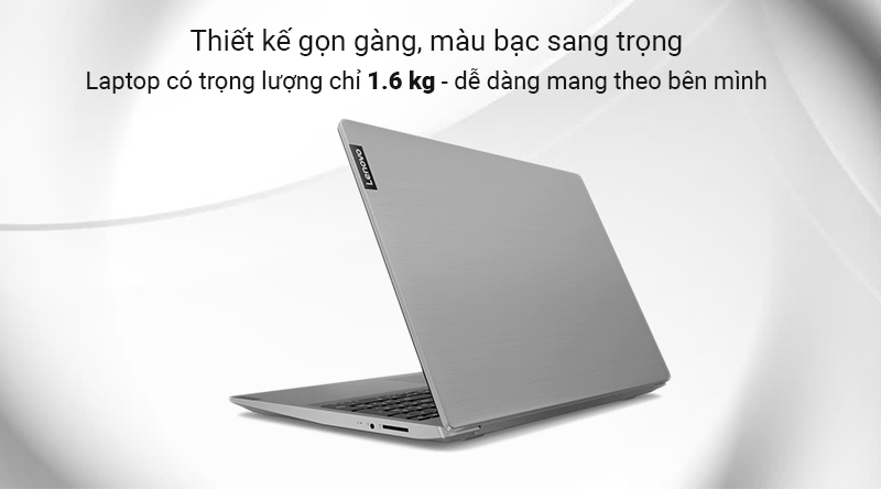 Laptop Lenovo IdeaPad S145 14API R5 được thiết kế với vỏ ngoài màu xám 