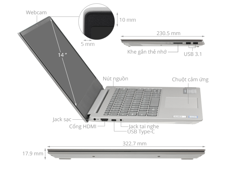 Lenovo IdeaPad S340 14IIL i3 1005G1/8GB/512GB/Win10 (81VV003VVN)