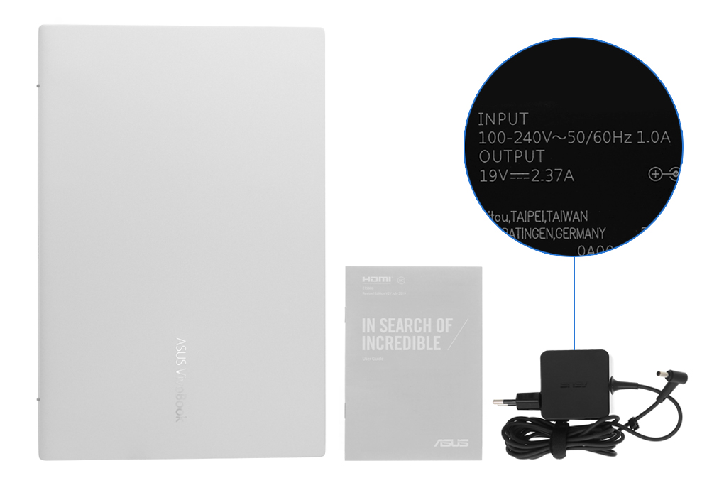 Bộ sản phẩm gồm: Sách hướng dẫn, Thùng máy, Sạc Laptop Asus